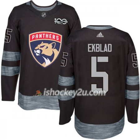 Mænd NHL Florida Panthers Trøje Aaron Ekblad 5 1917-2017 100th Anniversary Adidas Sort Authentic